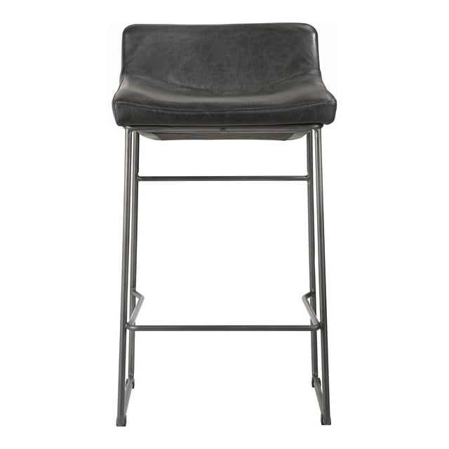MOE'S Home Tabouret de Comptoir Étoilé en Cuir Noir ONYX -M2