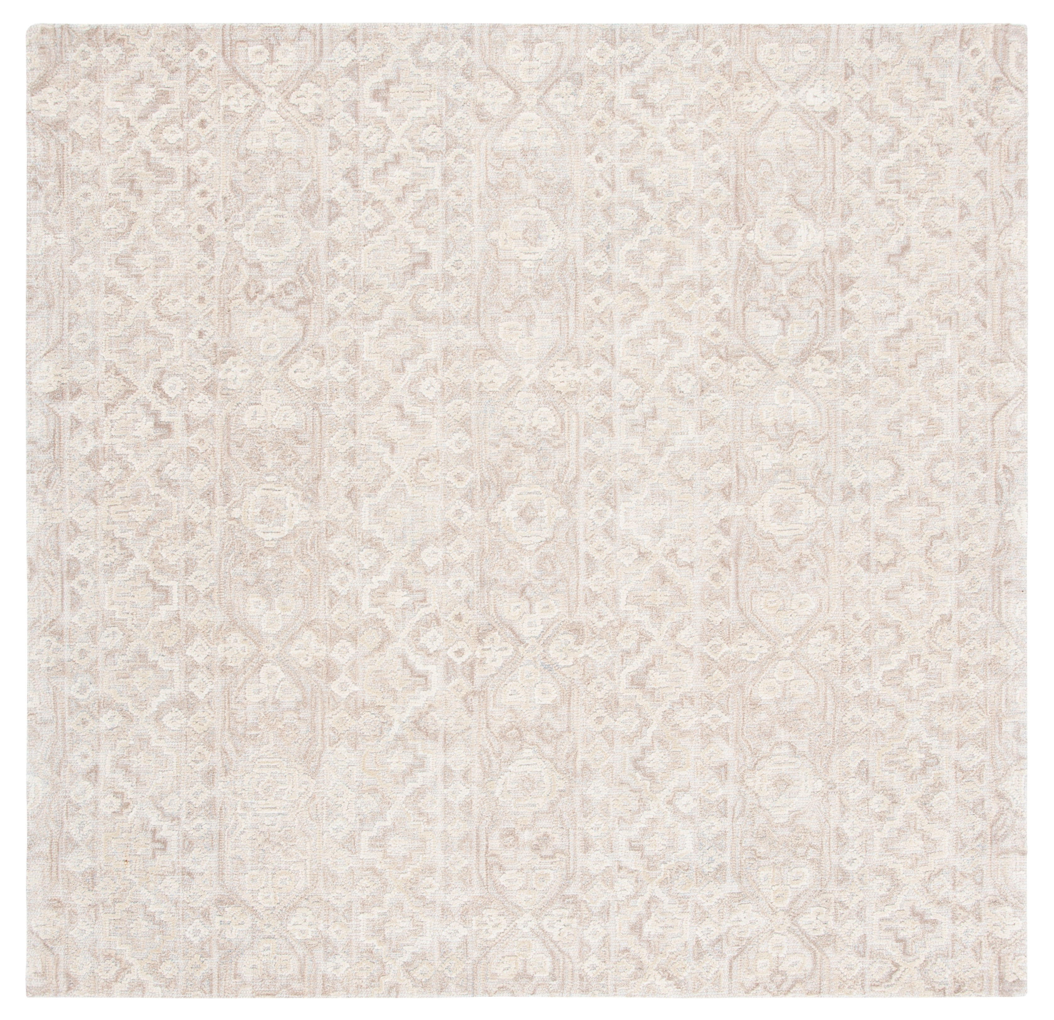 SAFAVIEH Abstract Spencer Distressed Wool Area Rug, Beige/Light Brown, 6' x 6' Square