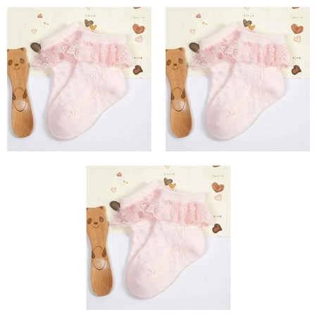 

3pcs Cute Baby Infant Lace Sock Girls Tiny Newborn Spanish Knitted Cotton Blend Ankle Socks