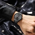 thumbnail image 2 of Reloj para hombre Moda Minimalista Cronógrafo Cuarzo Analógico Malla Acero inoxidable Relojes luminosos impermeables para hombres con Auto Dateall negro 701, 2 of 5
