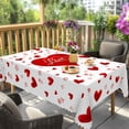 thumbnail image 2 of Langever Red Heart & “Love ”Print Valentine's Tablecloth 55"x70" - Waterproof Rectangle Dining Tablecloth with Rose Pattern, 2 of 5