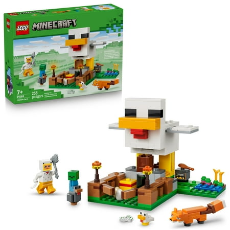 LEGO Minecraft Chicken Farm - Building Toy for Boys & Girls, Ages 7+ - Birthday Gift Idea for Kids - Video Game Playset for Fans - W/ Chicken Fan Minifigure - 21585