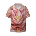 thumbnail image 2 of Lsque Pink Lotus print Men's Cuban Collar Short Sleeve Shirt Summer Beachwear Casual Button Down Fashionable Vacation Leisure Shirt-4X-Large, 2 of 7
