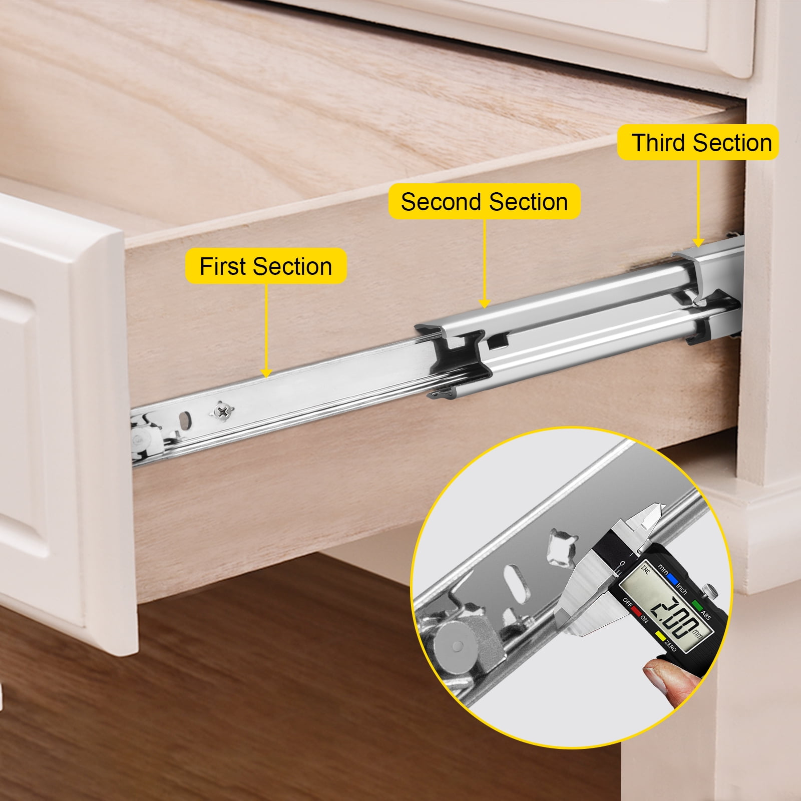 Extension 2 Pack L-Shape Heavy Duty Metal Slide Out Pull Out