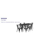 thumbnail image 4 of Flash Furniture Gilbert Commercial Grade 31.5" x 63" Rectangular Black Metal Indoor-Outdoor Table Set with 6 Stack Chairs, 4 of 6