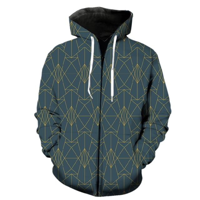 Sudadera con capucha y cremallera para hombre, con estampado abstracto, unisex, 3D, informal, de gran tamaño, estilo hip hop, manga larga, para primavera