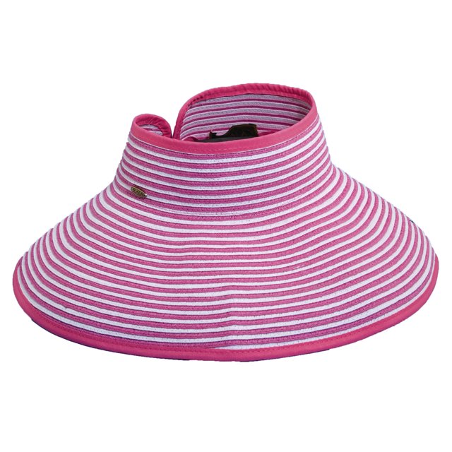 Scala Collezione Women's Packable Paper Braid Visor Hat Pink OS
