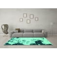 thumbnail image 3 of Ahgly Company Machine Washable Indoor Rectangle Abstract Turquoise Blue Modern Area Rugs, 5' x 8', 3 of 4