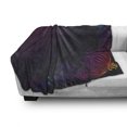 thumbnail image 3 of Indigo Soft Flannel Fleece Blanket, Rainbow Colored Image with Dark Black Purple Ombre Backdrop Flower Like Swirls Art, Cozy Plush for Indoor and Outdoor Use, 60" x 80", Multicolor, by Ambesonne, 3 of 6