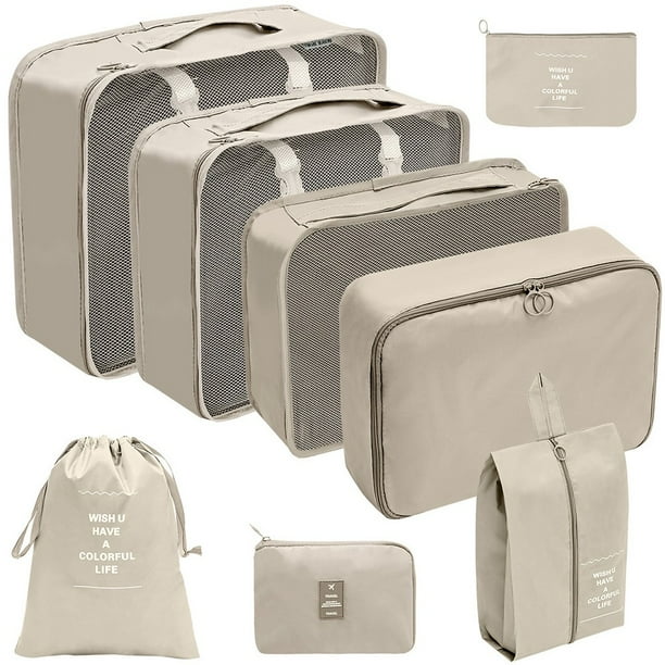 Juego organizador de viaje de 8 piezas: ¡cubos de embalaje para un viaje eficiente! Bolsa ordenada para zapatos