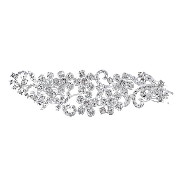 Miangastore Hair Comb Silver Zinc Alloy Rhinestones Crystal Glass 1Pack 8.3x2.2In