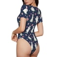 thumbnail image 4 of Uemuo Rabbit And Flower Pattern Women's One Piece Short Sleeve Swimsuit Rash Guard Surfing Modest Quick-drying Swimsuit Beach Essentials-XX-Large, 4 of 9