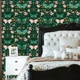 thumbnail image 6 of Peel and Stick Wallpaper Butterflies Floral Botanical Dark Green Nature Wall Mural 23.6in x 9.8ft Self Adhesive Removable Wall Paper Renter Friendly Wallpaper for Nursery Bedroom Cabinets, 6 of 8