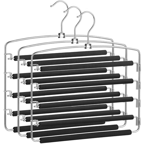Pants Hangers Space Saving - 4 Pack for Closet Multiple Layers Multifunctional Uses Rack Organizer for Trousers Scarves Slack