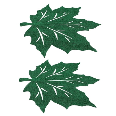 HEATSHAKING 2Pcs Leaf Shape Green Nonwovens Placemats for Dining Table Oil Resistance Table Protection 11.8x11in