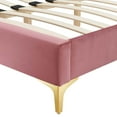 thumbnail image 7 of Platform Bed Frame, King Size, Velvet, Pink, Modern Contemporary Urban Design, Bedroom Master Guest Suite, 7 of 7