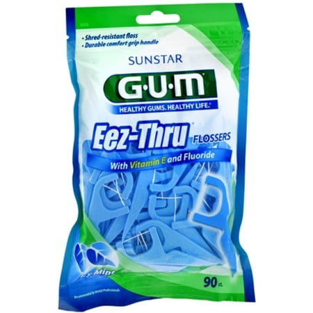 GUM Eez-Thru Flossers Icy Mint 90 Each (Pack of 6)