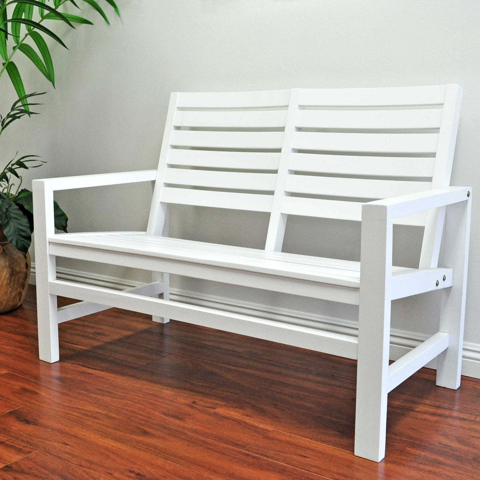 Shine Company Contemporary Garden Bench, Hardwood White by Shine Company