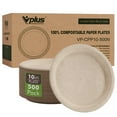 thumbnail image 1 of Platos de papel desechables compostables Vplus 500, paquete de 26 cm, 1 of 7