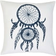 thumbnail image 2 of Creme White Rustic & Lodge Decor Dreamcatcher Cotton Stenciled Textured Southwestern Square Pillow (Pillow Cover, Pillow Insert), 2 of 3