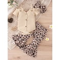 thumbnail image 2 of Bagilaanoe 3pcs Newborn Baby Girl Long Pants Set Short Sleeve Cold Shoulder Romper Tops + Flare Trousers + Headband 3M 6M 12M 18M 24M Infant Casual Outfits, 2 of 9