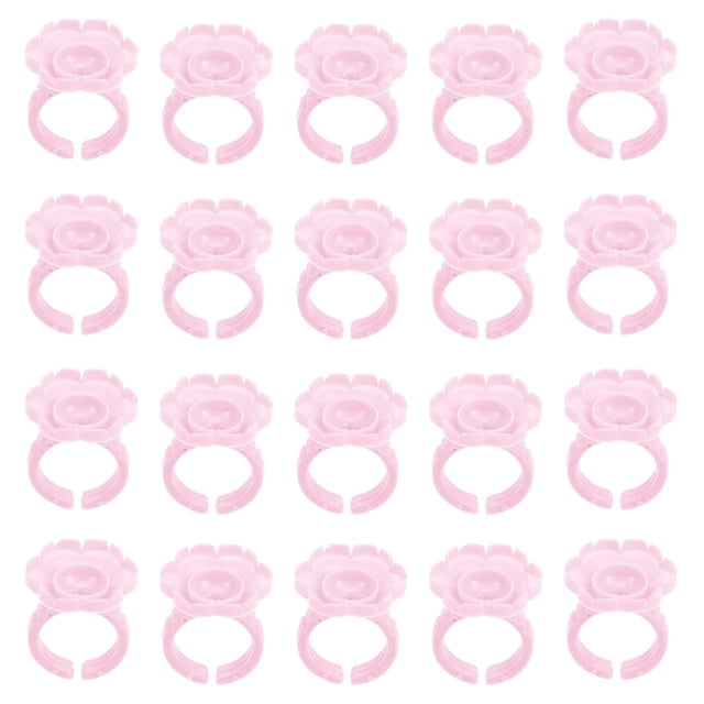Coupes de Colle Intelligente pour l'Extension de Cils, Porte-Colle à Cils Anneau de Colle à Fleurs Extensions de Cils Porte-Colle, 100pcs (Rose)