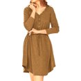 thumbnail image 1 of Txlixc Vestido casual de primavera para mujeres, botón de cuello V de color sólido Txlixc moda, 1 of 6