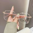 thumbnail image 2 of Women Square Photochromic Brown Oversized Pink Reading Glasses 2.00 Men Anti-Blue Light Ultra-Light Readers 2.00 Strength (Photochromic Brown), 2 of 8
