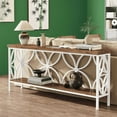thumbnail image 4 of 70.9" Behind Sofa Console Table - Vintage Wood Grain & Black Metal, 2-Tier Storage, 198lb Capacity, Slim Design for Entryway, Hallway, Living Room, 4 of 6