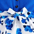 thumbnail image 6 of Weebloom Baby Girl Clothes Set Summer Fashion Solid Color Tops Floral Print Short Sleeveless Jumpsuit Bow Knot Clothing Girls Romper Blue 4-5 Years, 6 of 6