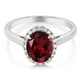 thumbnail image 3 of Gem Stone King 10K White Gold Red Rhodolite Garnet Women Engagement Ring (2.00 Ct Oval, Size 9.5), 3 of 5