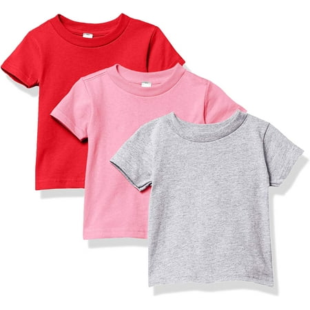 

Marky G Apparel Baby and Toddler Short-Sleeve T-Shirts 100% Cotton Jersey Crew-Neck Tee 12M Red/Raspberry/Heather(Pack of 3)