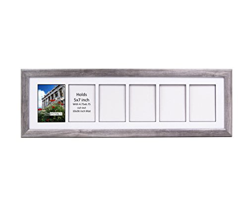 6 Opening 4x6 Glass Face Driftwood Picture Frame W/ 10x32 White Mat Collage 