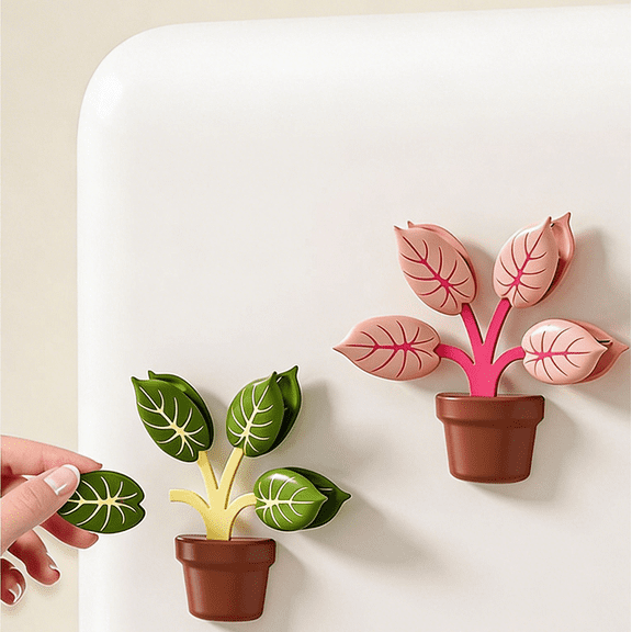 2Pack Magnetic Bag Clips,Cute Potted Plant Shape Kitchen Food Bag Clips with Magnet for Fridge,Decorative Plastic Snack Clips for Chips,Bread,Flour Storage