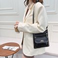thumbnail image 4 of Bolso bandolera pequeño de mujer con cremallera de cuero PU para mujer (negro) Likrtyny Para estrenar, 4 of 9