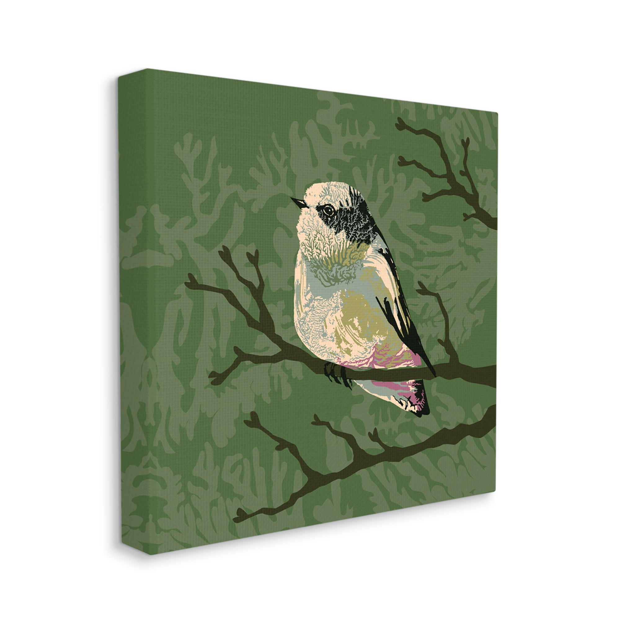 Stupell Industries Bird Perched on Tree Branch Wildlife Animal Portrait Graphic Art Gallery Wrapped Canvas Print Wall Art, Design by Verbrugge Watercolor