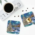 thumbnail image 4 of Vsdgher Christmas Tree Leather Coasters for Drinks, Durable Drink Coasters 4 Set for Tabletop Protection, Luxurious Home Décor and Housewarming Gift ( {designName})Square, 4 of 6
