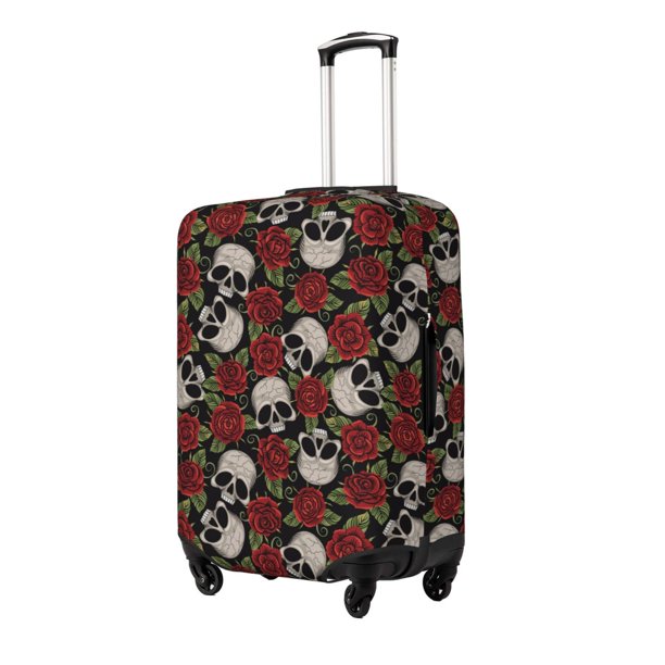 Balery Red Rose Skull Funda de equipaje, fundas para maletas, elástica, lavable, protector de maletas, compatible con maletas de 18 a 32 pulgadas-Large