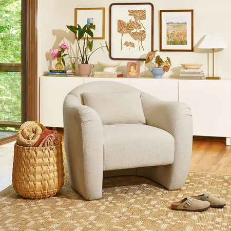 Beautiful Barrymore Teddy Accent Chair by Drew Barrymore, Cream Shearling