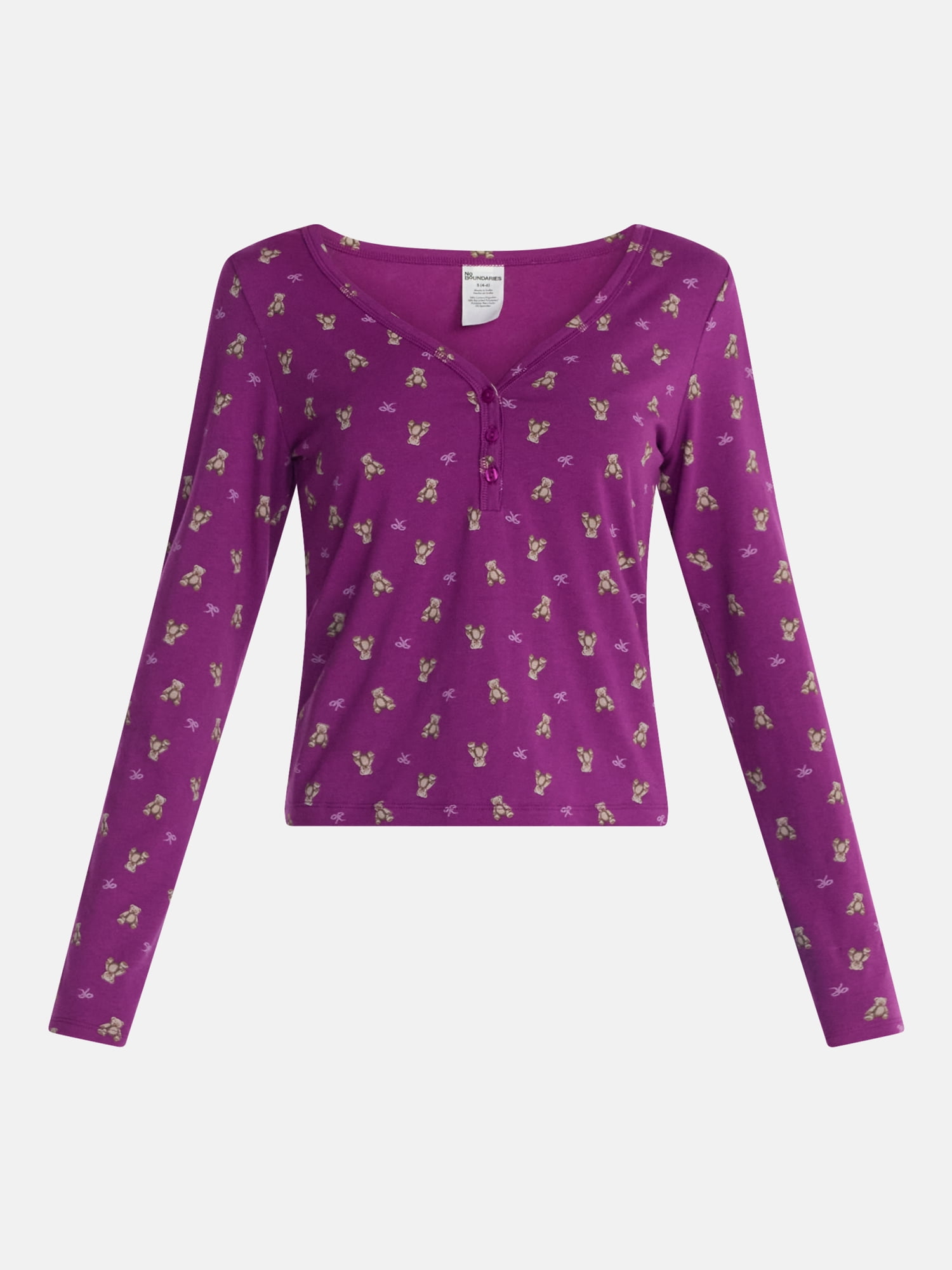 No Boundaries Cloud Core Henley Sleep Shirt, Women's XXS-3X