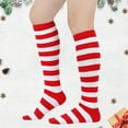 thumbnail image 2 of Knee Socks for Women Ladies' Christmas Knit Striped Knee High Calf Socks Soft Comfort Winter Warm Indoor Home Socks Womens Winter Socks White One Size1 Pairs, 2 of 4