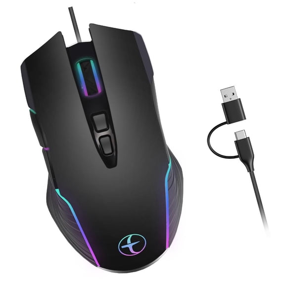 Yammee USB Corded Mouse Ergonomic Color Design 1200-7200DPI Jiggler Mode For PC Laptop