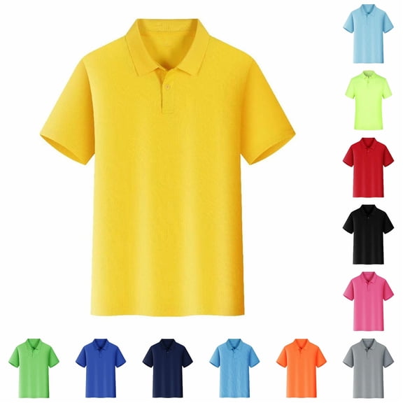 Trendfront Womens Polo Shirts Collared Short Sleeve Casual Business Uniform Style Solid Color Workwear Golf Office Tops