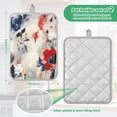 thumbnail image 3 of Two Pieces Of Square Heat Insulation Pad Oven Mitts 7x9.8 Inch Oven Microwave Kitchen Cooking Baking Beautiful Red and Blue Flowers, 3 of 7