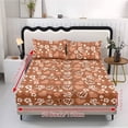 thumbnail image 5 of ZIATUBLES 3-Piece King Size Sheet Set, Soft Polyester Bedding-Cooling Cozy All-Season Sheets with 1 Fitted Sheet and 2 Pillowcases, Brown Butterfly Heart Floral Print, 5 of 9