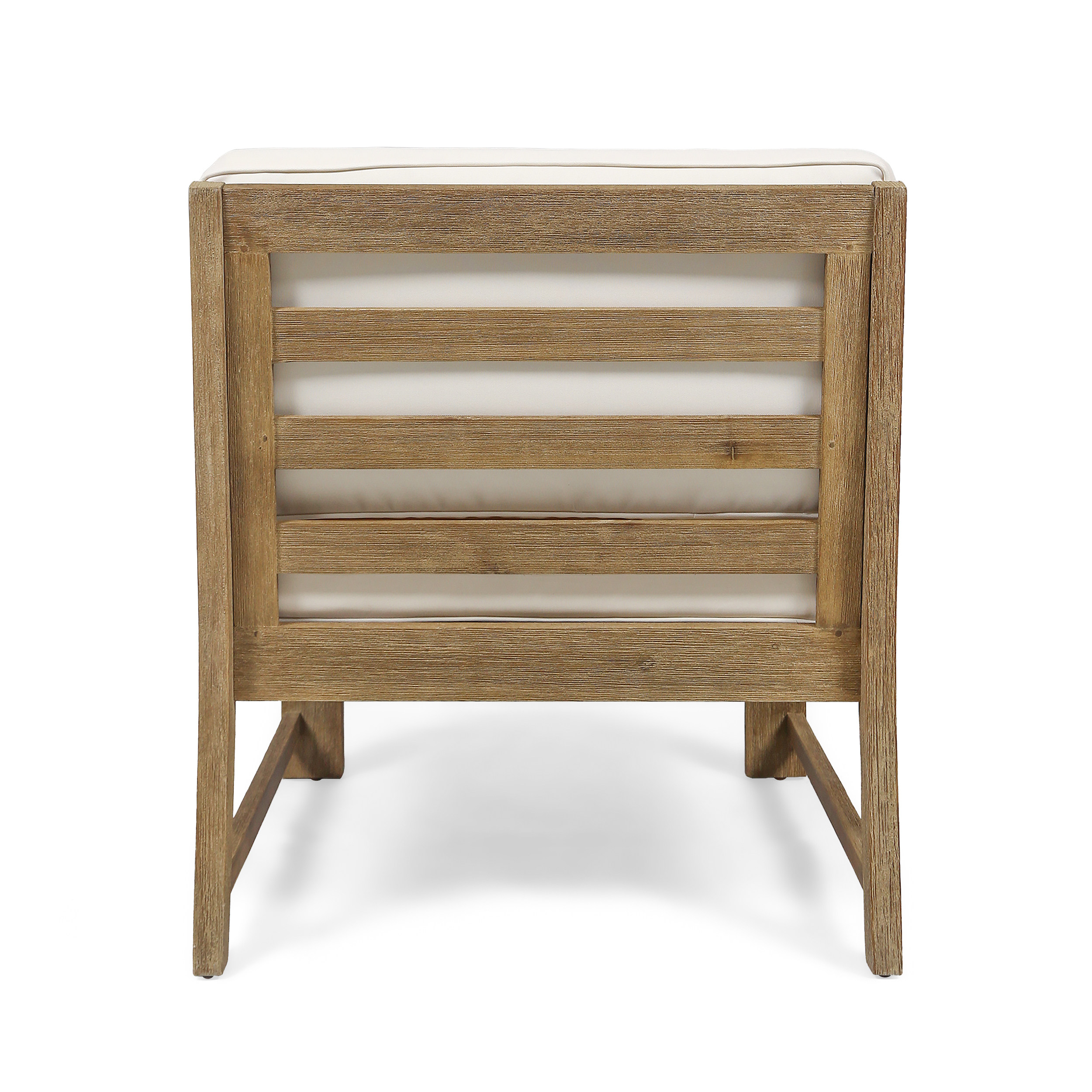 GDF Studio Makayla Outdoor 3 Seater Acacia Wood Sofa Sectional, Light Brown and Cream - image 4 of 10