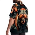 thumbnail image 3 of Vintage Bear Men's Short Sleeve Casual Printed Button Down Beach Shirt Summer Unisex Top, 3 of 6
