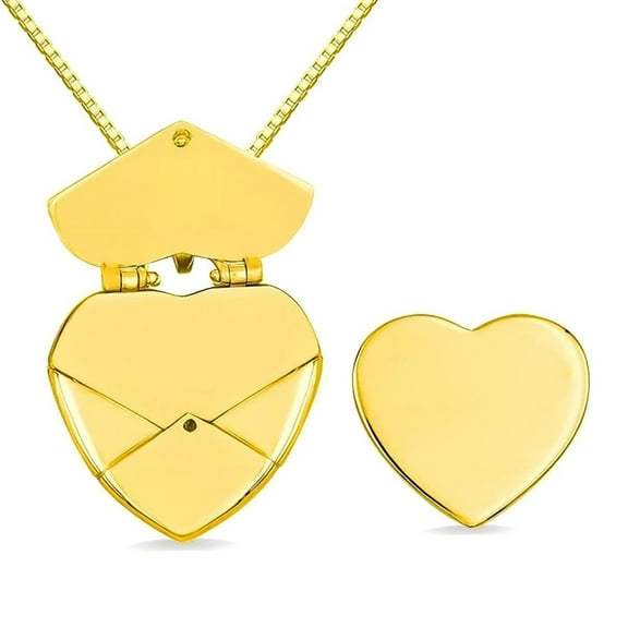 Necvior Heart Locket Pendants Envelope Locket Necklace Secret Hidden Message Pendant Necklace Gift for Girlfriend Valentines Day
