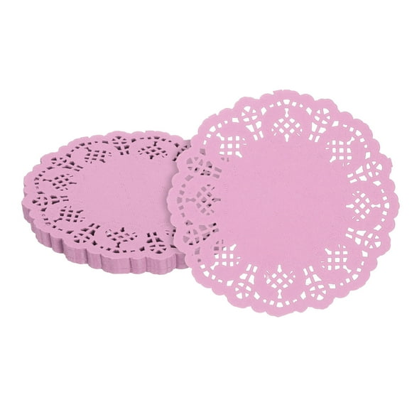 50 piezas de servilletas de papel, servilletas de papel de encaje de 3.5 pulgadas, manteles desechables de papel rosa