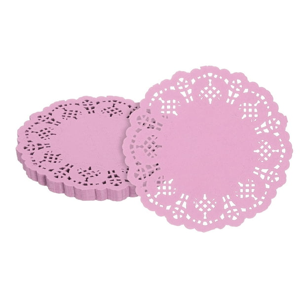 50 piezas de servilletas de papel, servilletas de papel de encaje de 3.5 pulgadas, manteles desechables de papel rosa